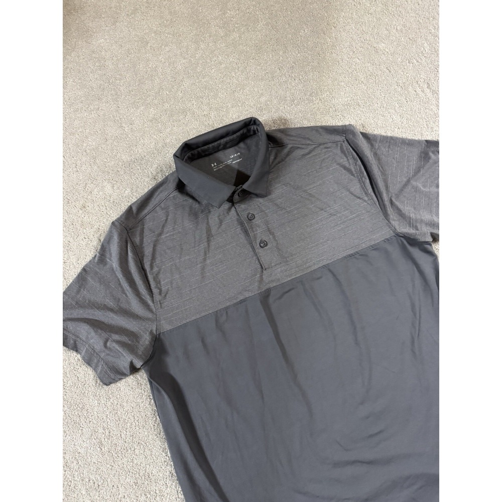 Under Armour Polo Shirt Men's Large - Light Gray Heat Gear Short Sleeve Flawless